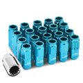 Aluminum Sky Blue 16 Lug+4 Lock Nuts+adapter M12x1.5 21mm Od/50mm Tall