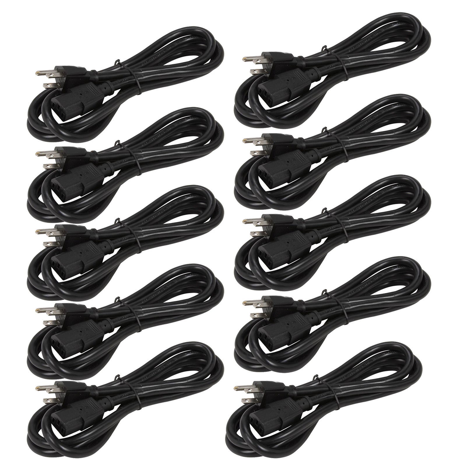 10 pack 6 ft Ballast Computer AC Power Cable 16 AWG 125V Cord PSU Supply 3 prong