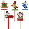 28" Merry Christmas Yard Stake Santa Sled Snowman Lawn Garden Holiday