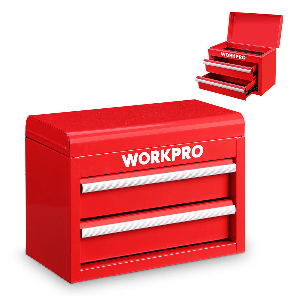 Workpro Steel Small Toolbox 2 Drawer Metal Mini Tool Box with Ball
