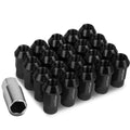 Open End M12x1.5 44mm Tall 25mm Od Black Aluminum Jdm Rim Lug Nuts Set
