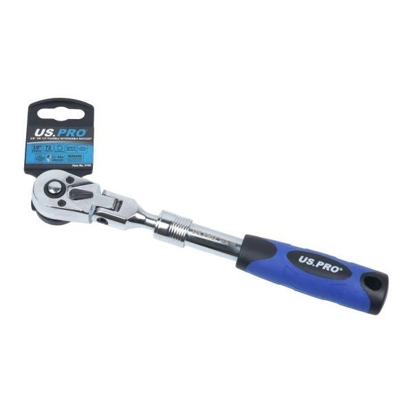Us Pro 3/8 Drive Flex Head Extendable Ratchet 72t 250-315mm Cr-mo