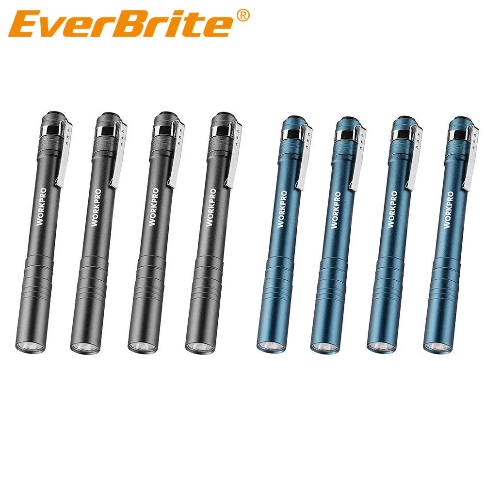 Workpro 4-packs Blue/gray Led Pen Light Set Penlight Pocket Pen