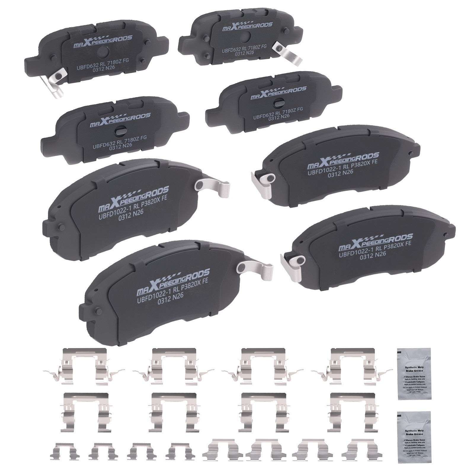 Front Rear L&R Brake Pads Set for Nissan 350Z 2003-2005 Sentra 2007-17