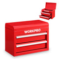 WORKPRO Steel Small Toolbox 2 Drawer Metal Mini Tool Box with Ball Bearing Slide