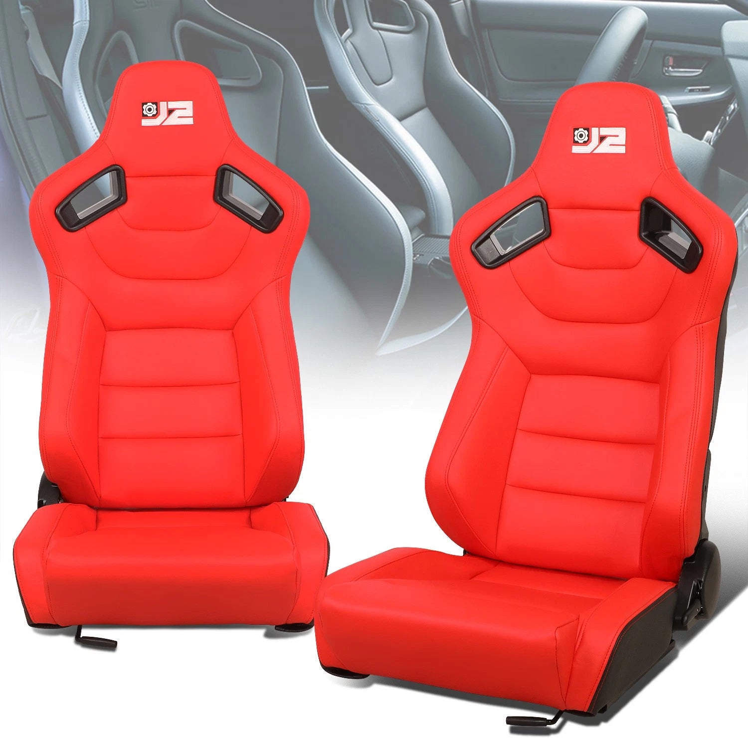 J2 Pair Red Leather 38"h X 21"w X 23"d Reclinable | Built Supply Co