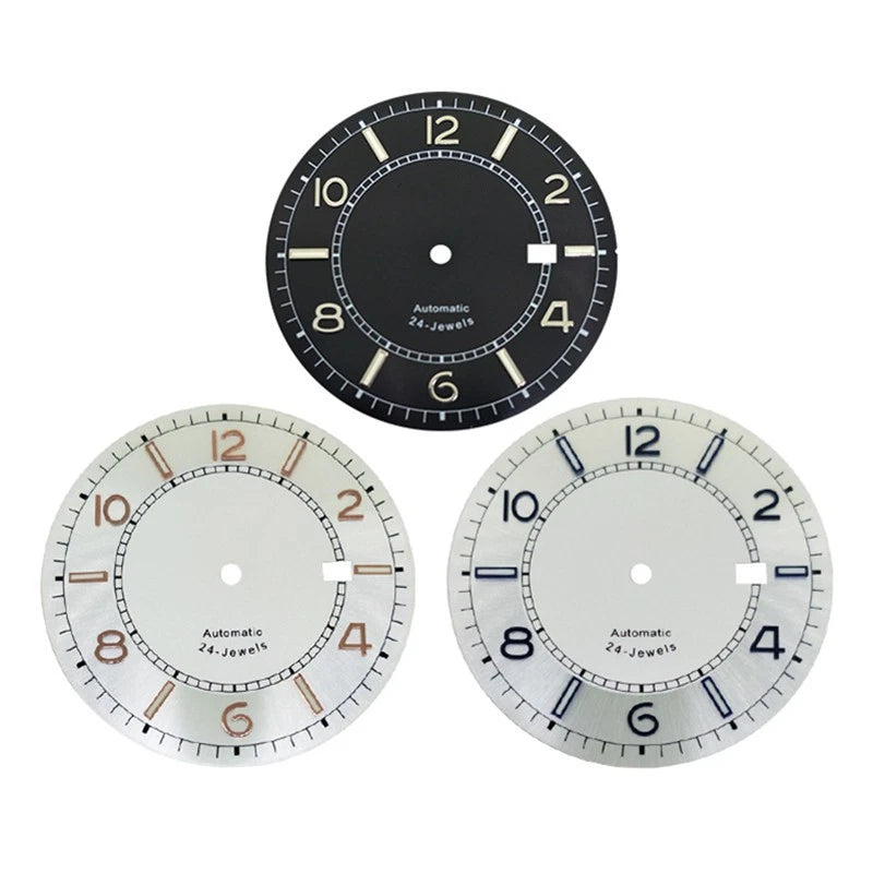 36.5mm Watch Dial With Green Luminous Replacement Part For Nh35