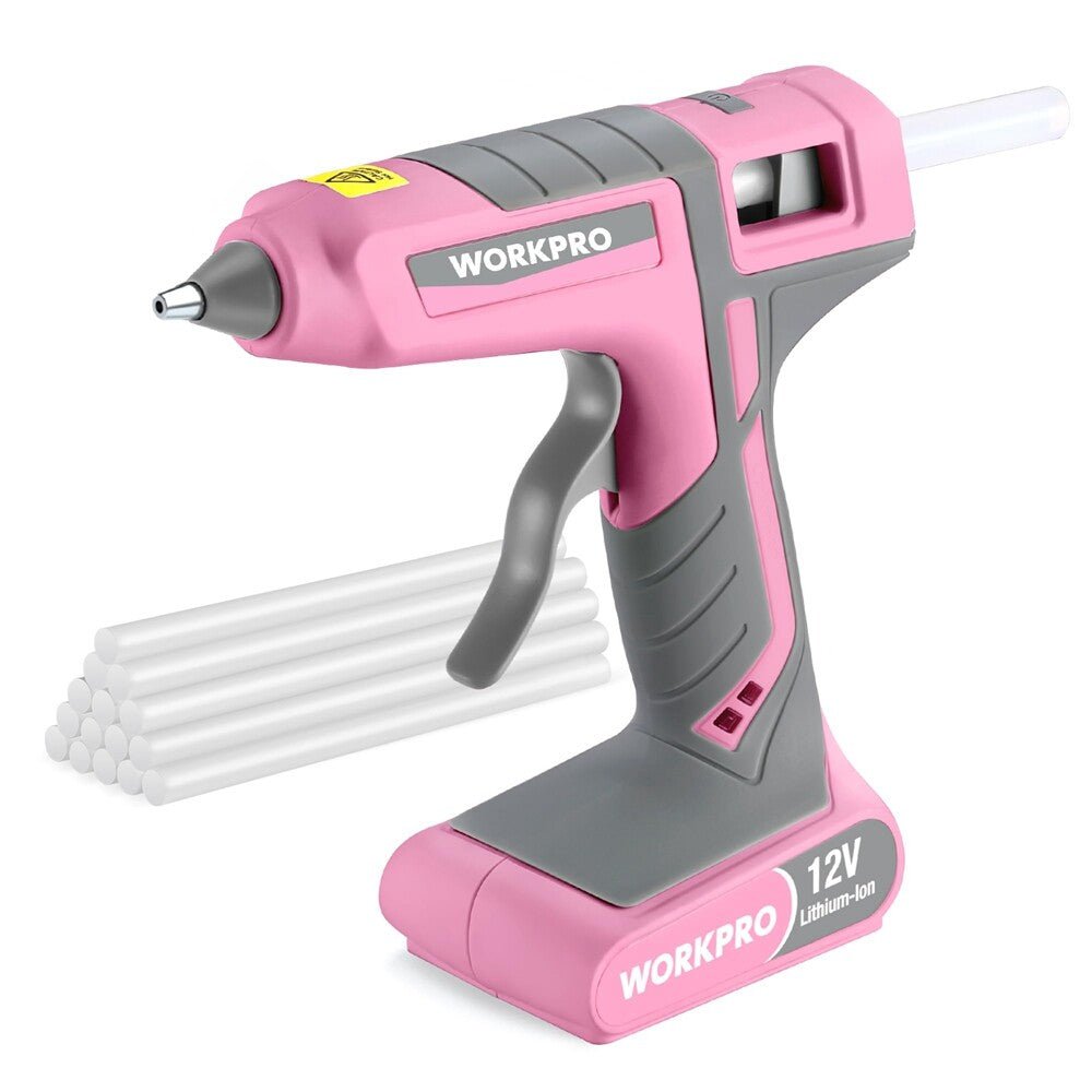 WORKPRO 12V Cordless Hot Melt Glue Gun - 15pcs Glue Sticks by WORKPRO