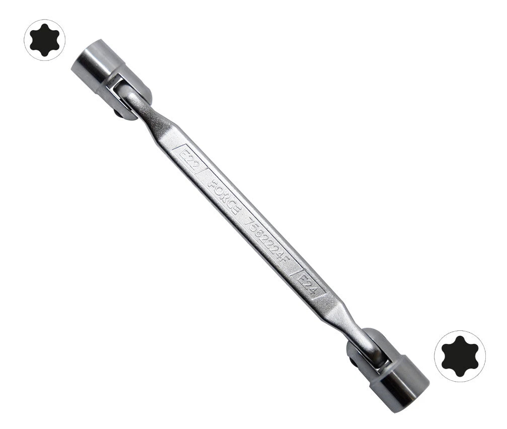 Force 756 Star Hinged Wrench Swivel Fdouble Flex Head Female Torx