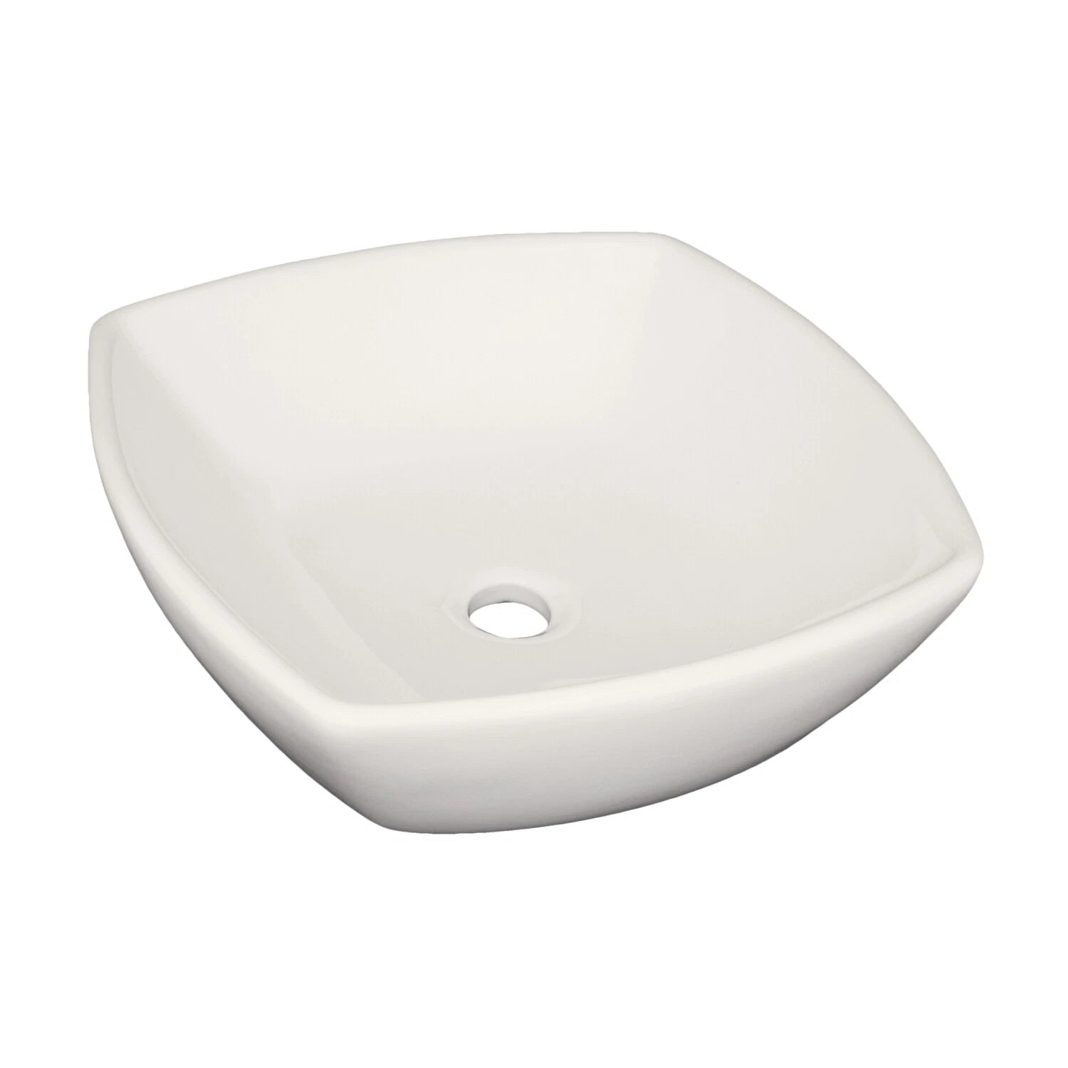 Tulip Square Shaped Vessel Bathroom Sink, 16-1/2" X 16-1/2", Ivory