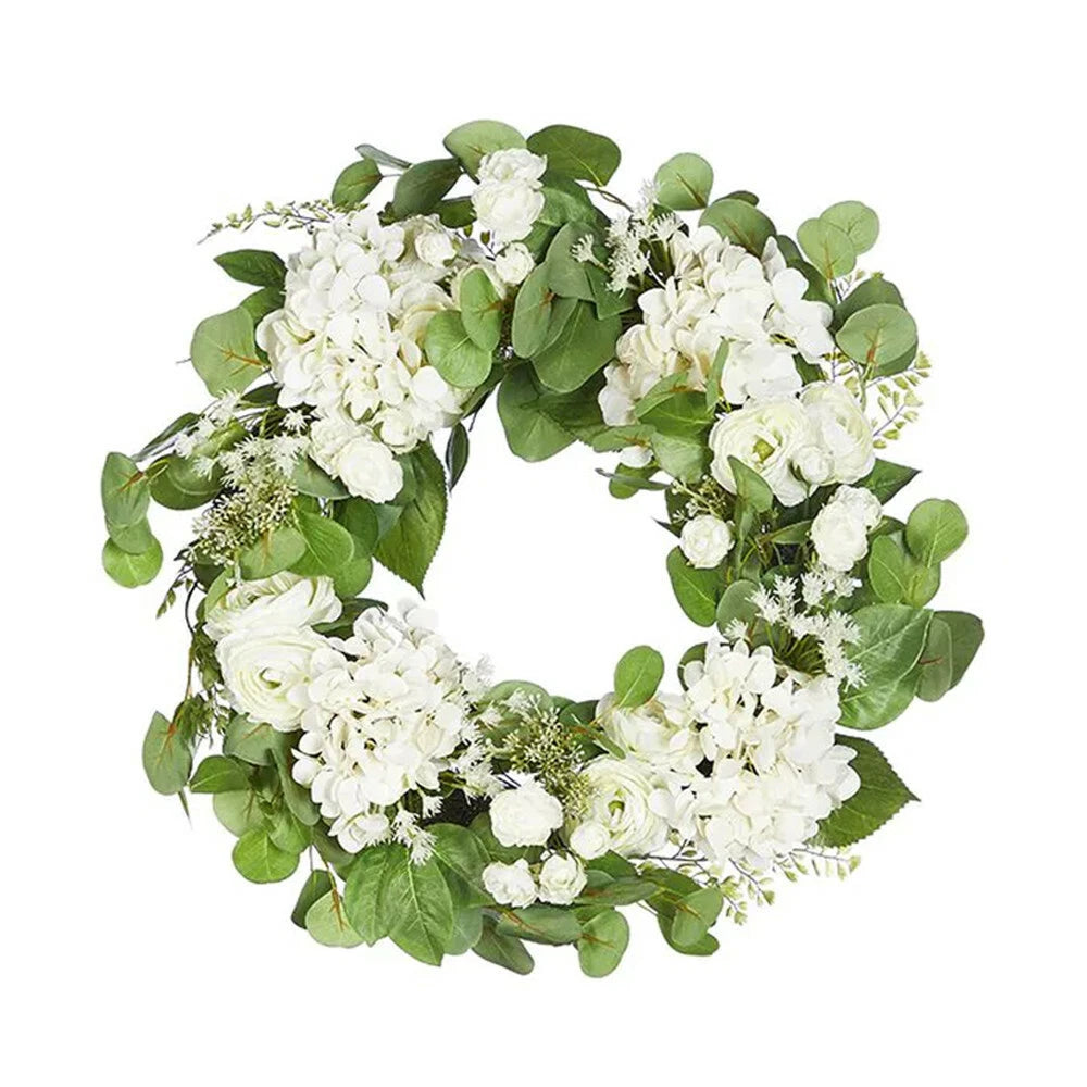 Spring Wreath 24" Hydrangea And Ranunculus Wreath Silk Floral For