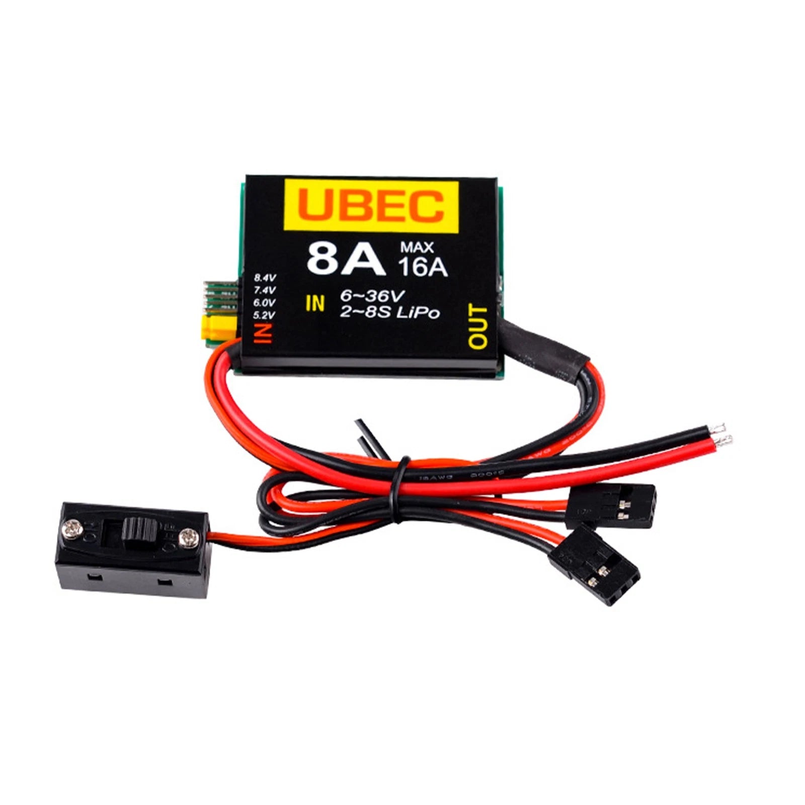 Dc-DC Ubec-8a 6V-36V 2-8s Lipo Independent Power Supply Module Board
