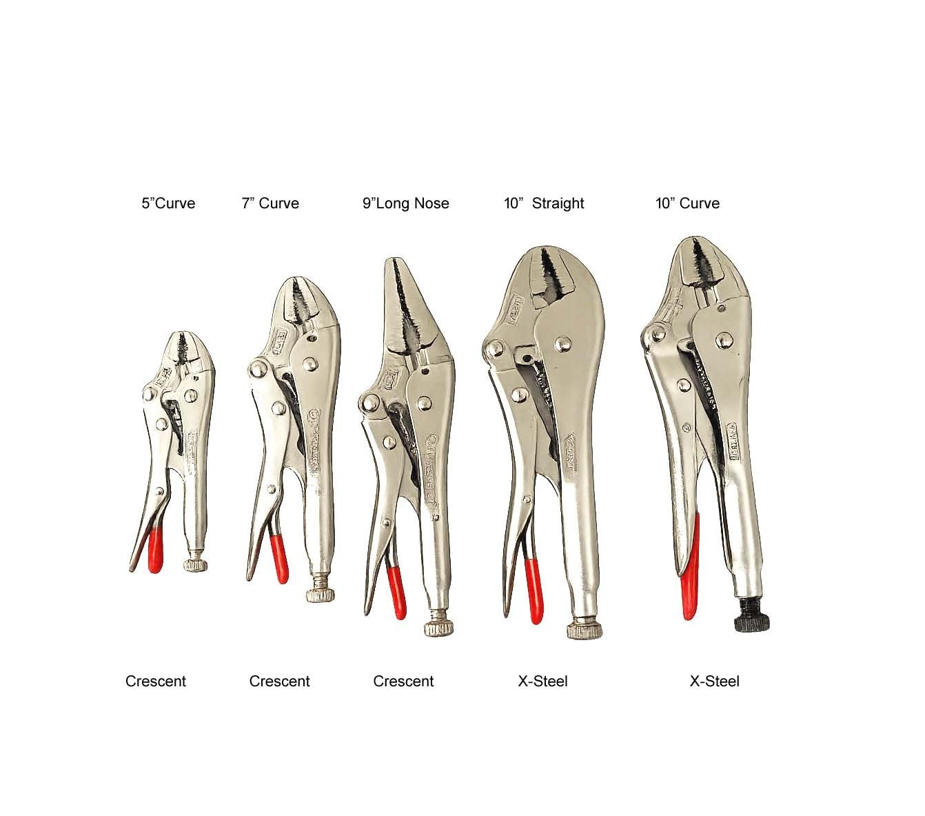 Crescent 5",7",9"+2pc X-Steel 10" Cr-Mo Locking Pliers Vice Grip Clamp