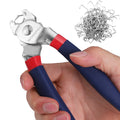 Bent Hog Ring Plier with 500 Piece 3/4" Hog Rings Galvanized Steel