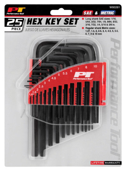 Performance Tool 25pc SAE/MET Hex Key Set by Performance Tool