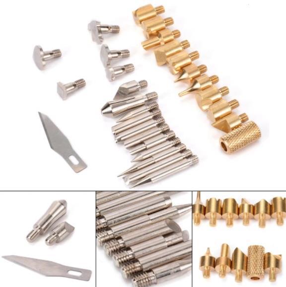 SE 28pc Assorted Wood Burning & Soldering Tip Set w/ Stencils Hot Knife