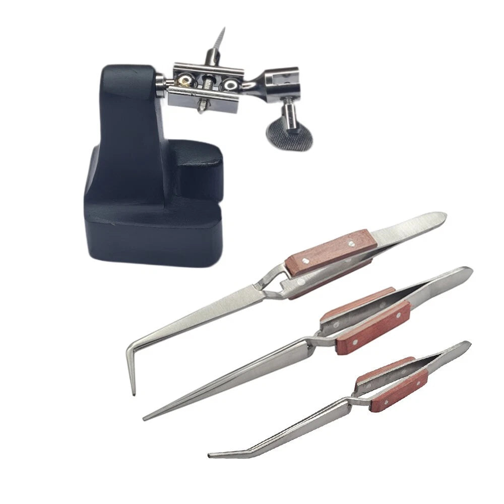 3rd Hand Horseshoe Heavy Base 3-fiber Grip Tweezers Cross