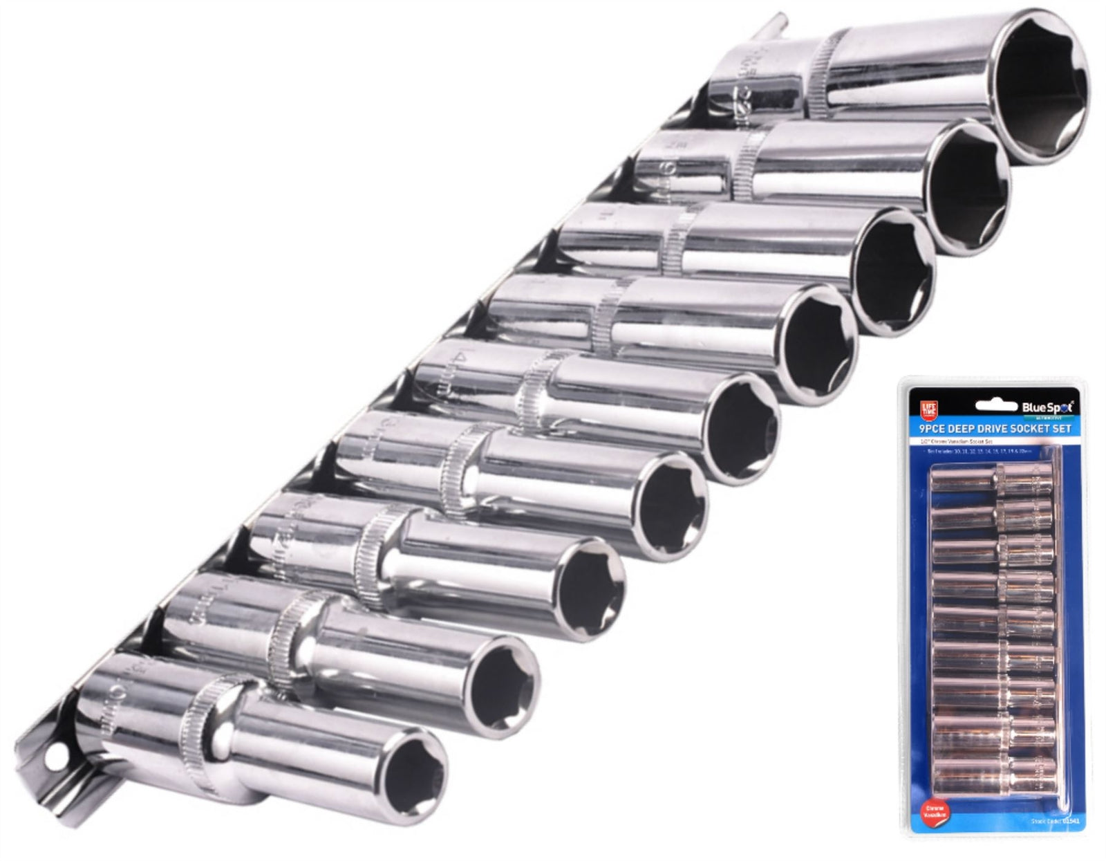 Bluespot Metric Deep Socket Set 1/2" Drive 10-22mm by BlueSpot