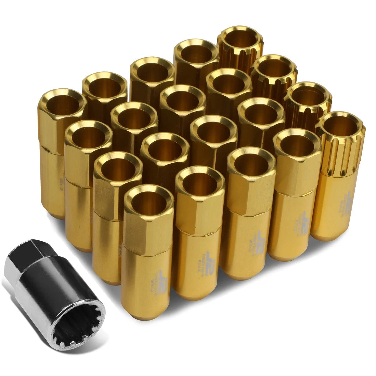 J2 7075 Forged Aluminum M12x1.5 6cm Open-end Lug Nut W/4x Lock+key