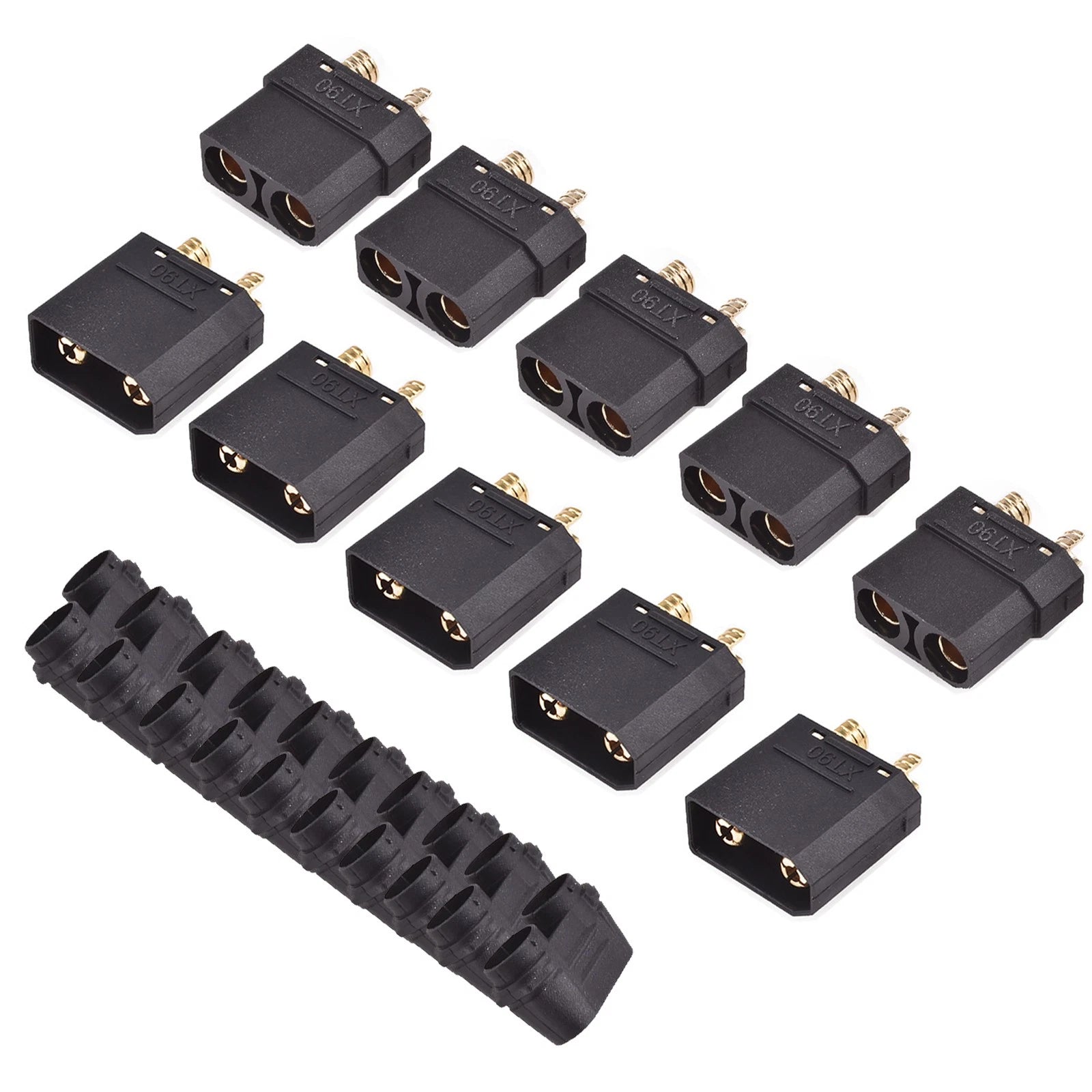 5 Pairs Black Xt90h Connector Male Female With Protective Cover Rc