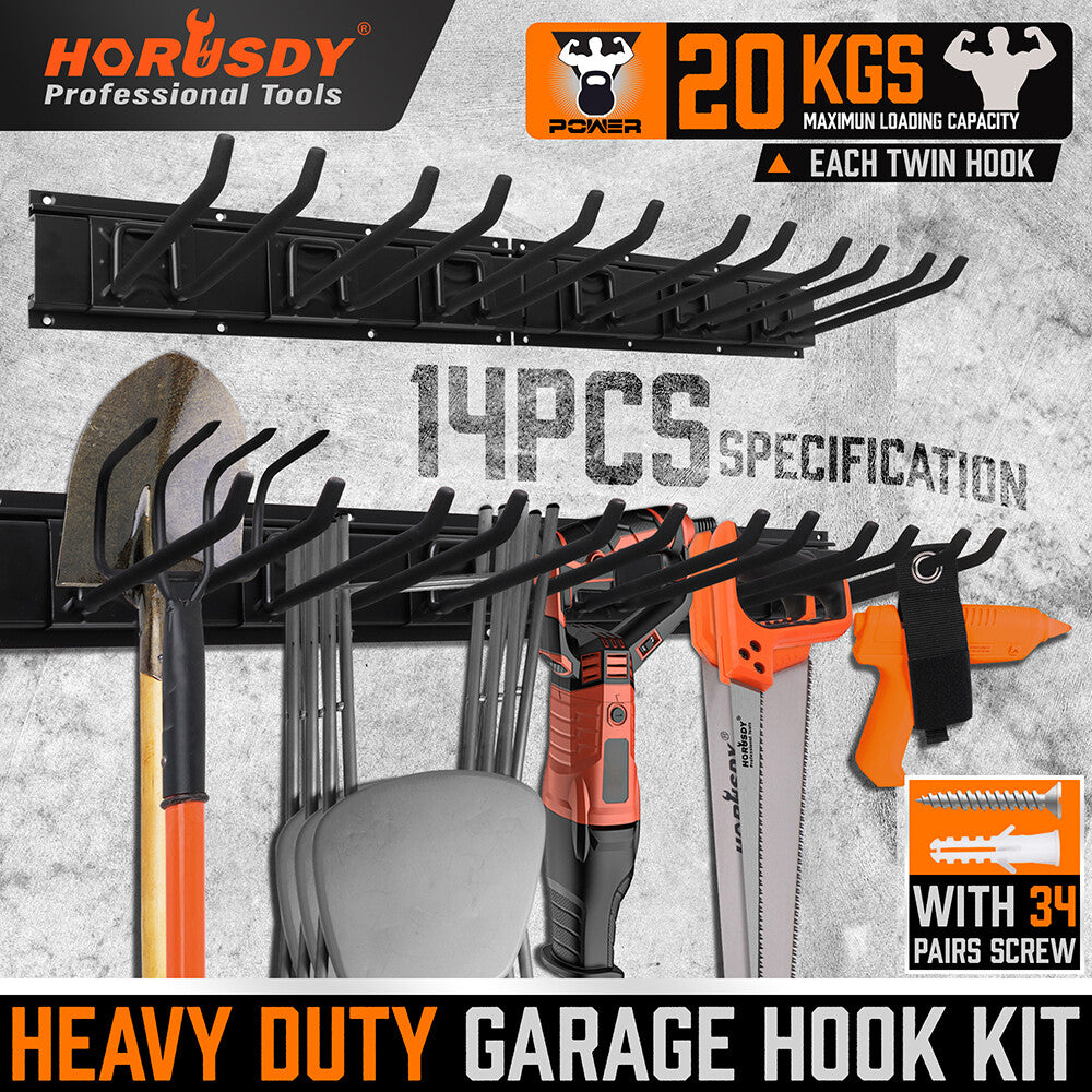 Garage Tool Organization Double Hooks Holder 64" | Built Supply Co