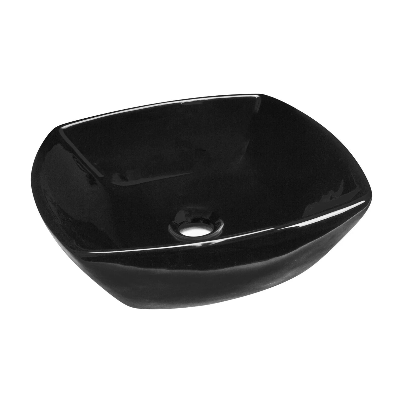 Contour Square Shaped Vessel Bathroom Sink, 16-1/2" X 16-1/2", Black
