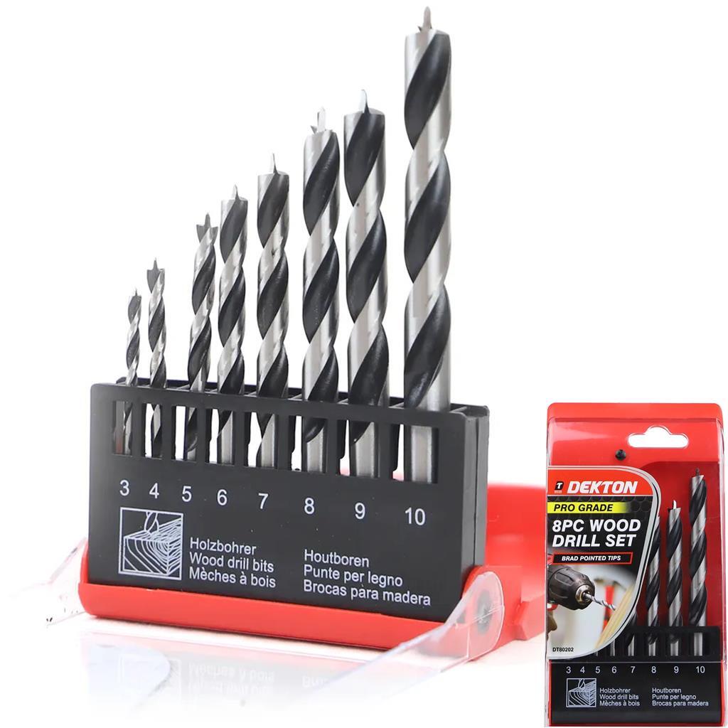 Dekton 8pc Pro Carbon Steel Drill Set Metric Wood Plastic 2mm - 10mmOpens in a n
