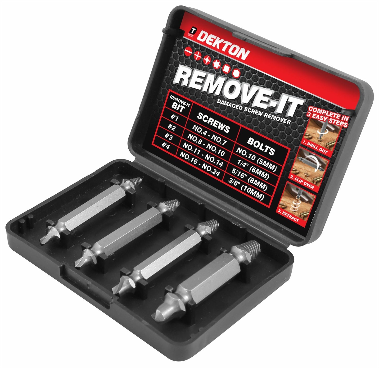 Dekton 4 Pc Damaged Screw Remover Set
