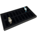 Black Velvet 18-slot Watch Display Tray Jewelry Organizer 14-3/4" X