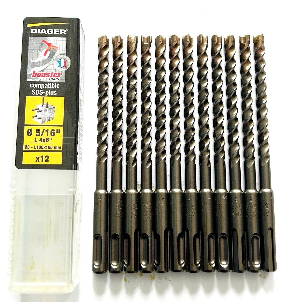 12 Diager Booster 5/16" SDS Plus Drill Bits