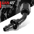 4an To 1/4" Barb T6061 45 Degree Push Lock Hose End | Built Supply Co