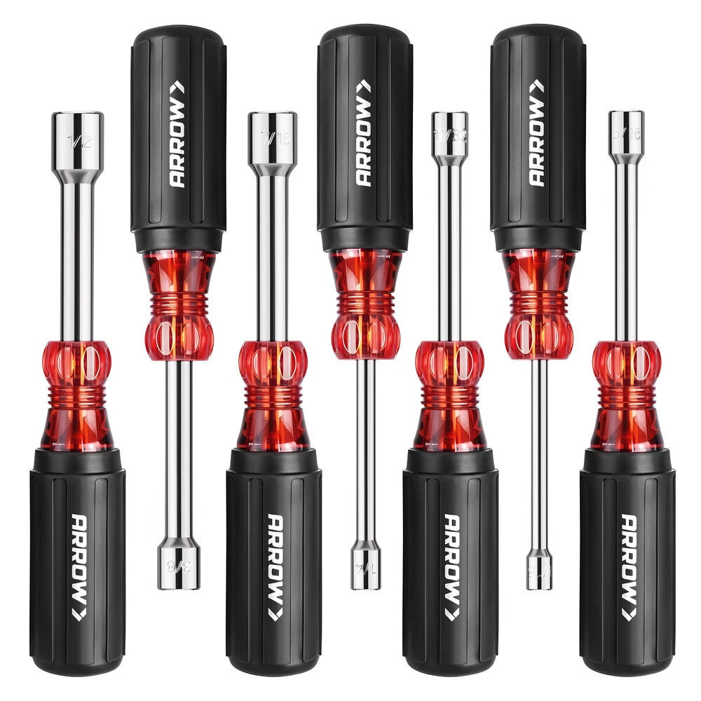 Arrow Nut Driver Set Sae Hollow Shaft 3/16 1/4 5/16 11/32, 3/8 7/16