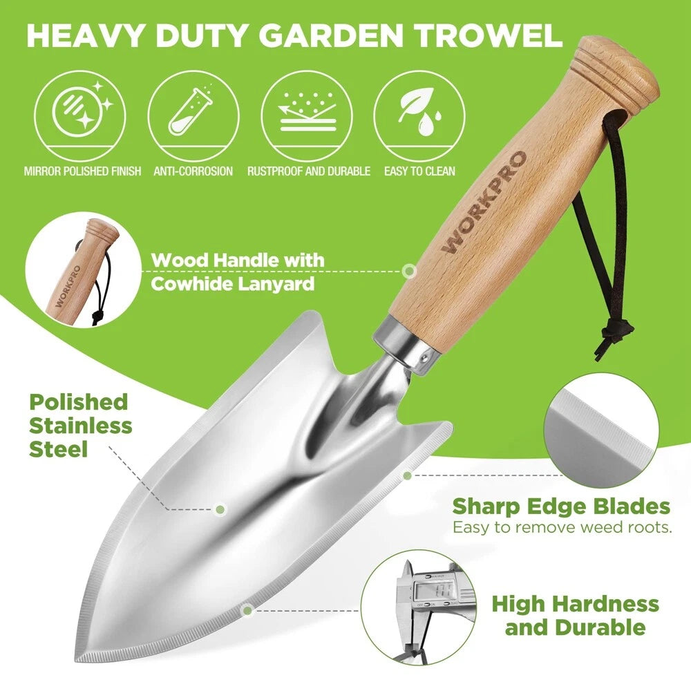11" Heavy Duty Gardening Hand Trowel Stainless Steel Garden Shovel