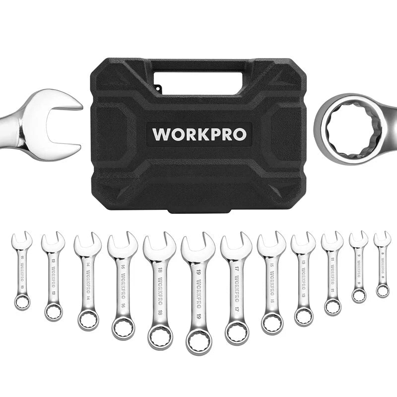 Metric 8-19mm Stubby Wrench Combination Wrench Set 72-tooth W/storage
