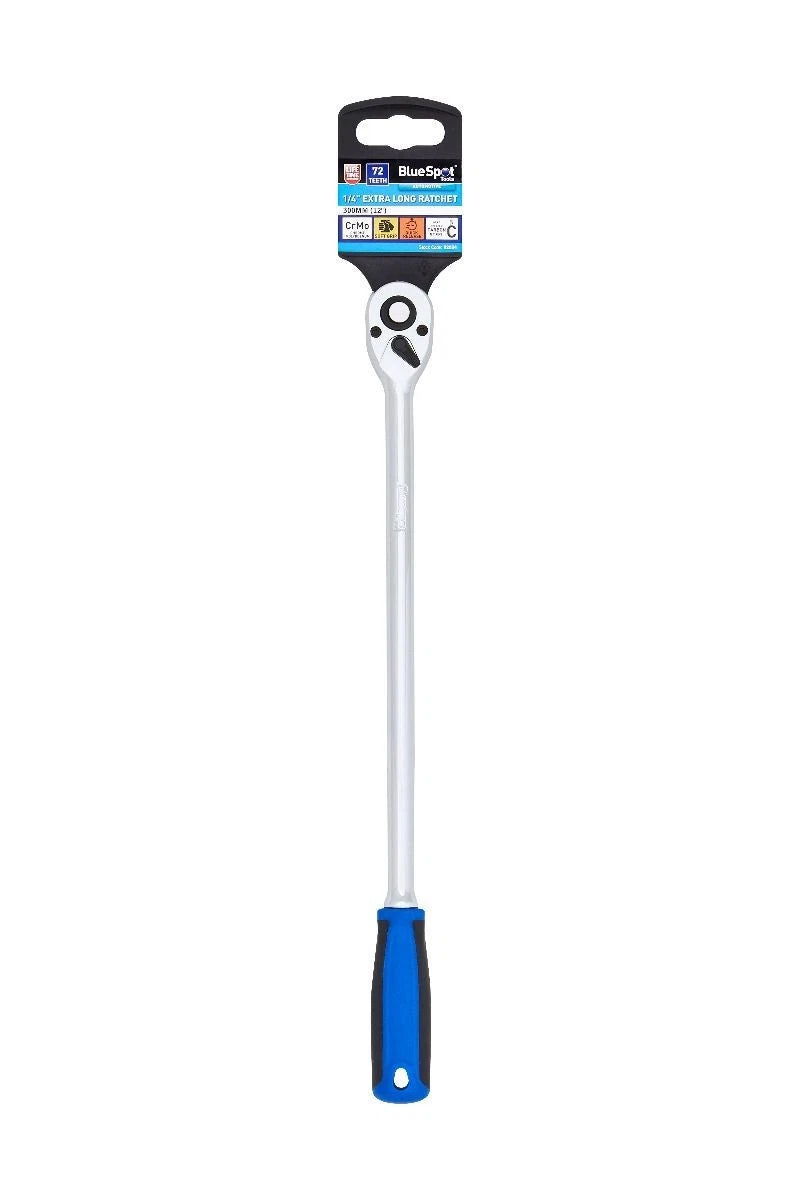 Bluespot 1/4 Drive Extra Long Ratchet 300mm 72 Tooth Quick Release