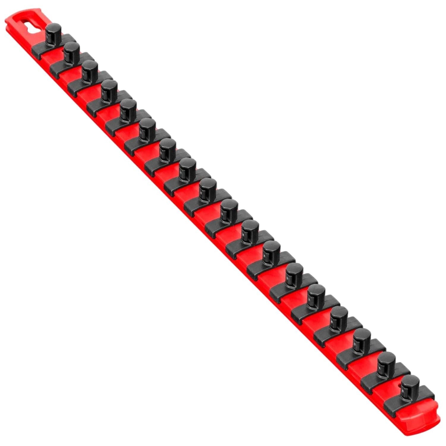 Ernst 13-Inch Socket Rail Organizer 14 3/8-Inch Twist Lock Clips, Red (8415)