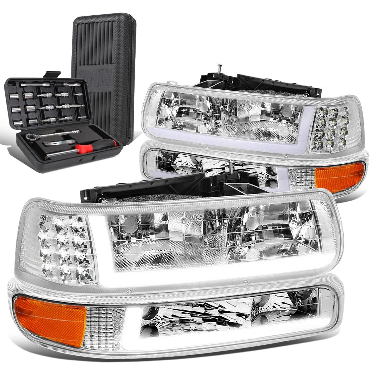 Fit 1999-2002 Silverado Led Drl Chrome Amber Side | Built Supply Co