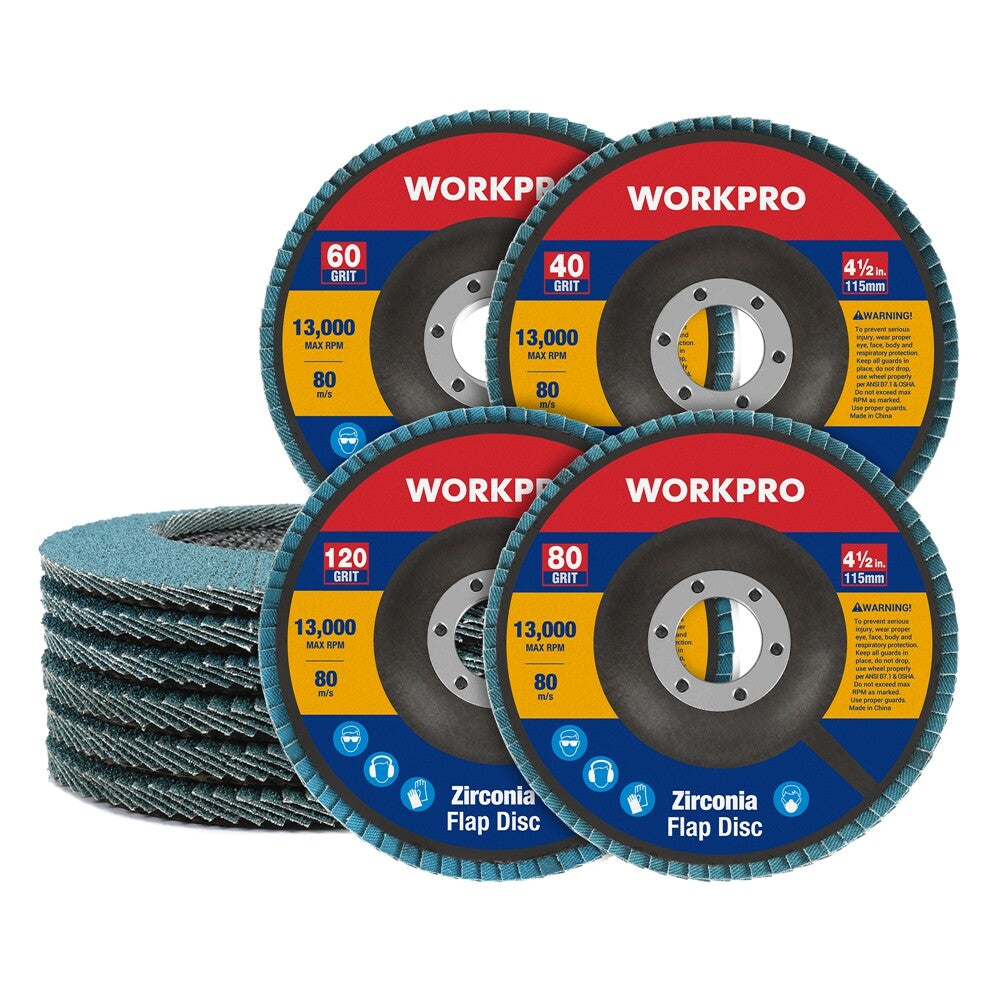 WORKPRO 10PC Flap Disc Grinding Wheel by WORKPRO