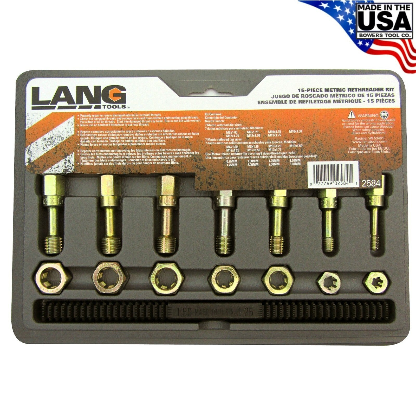 Lang Rethreading Tap Die File Set