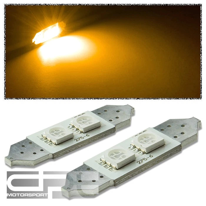 X2 11x36mm 2 Smd 5050/5055 Bright Amber Led Interior Dome/trunk