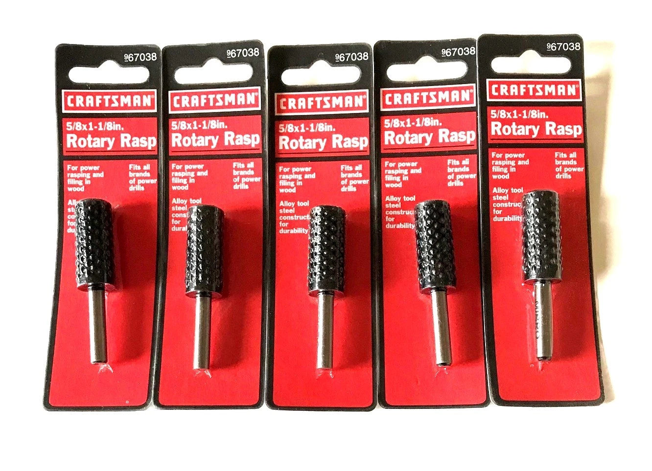 5 Craftsman Rotary Wood Rasp File Burrs 5/8" X 1-1/8" Alloy Steel