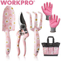 WORKPRO 5PIECE Garden Tool Set Aluminum Heavy Duty Gardening Tool Set w/Tool Bag