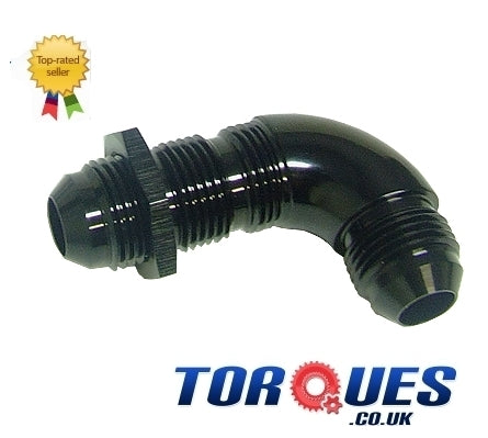 AN -6 (AN6 AN 6) 90 Degree Swept Black Bulkhead Fitting
