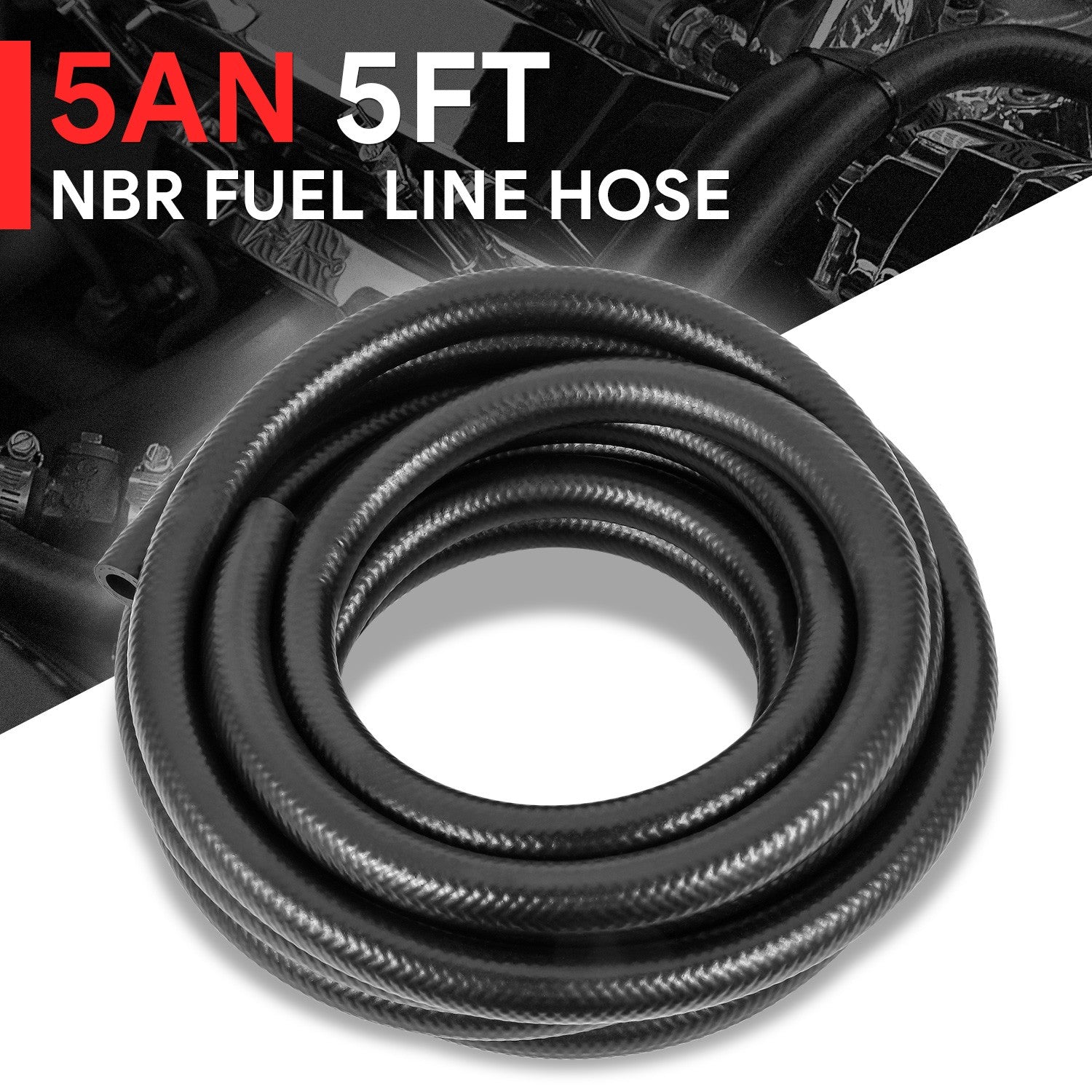 5AN Fuel Line Hose 5ft Nitrile Rubber (NBR) 5/16" Inner Diameter Oil