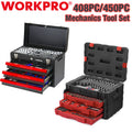 WORKPRO 450PC/408PC Mechanics Tool Set Heavy Duty Case Box Ratchet
