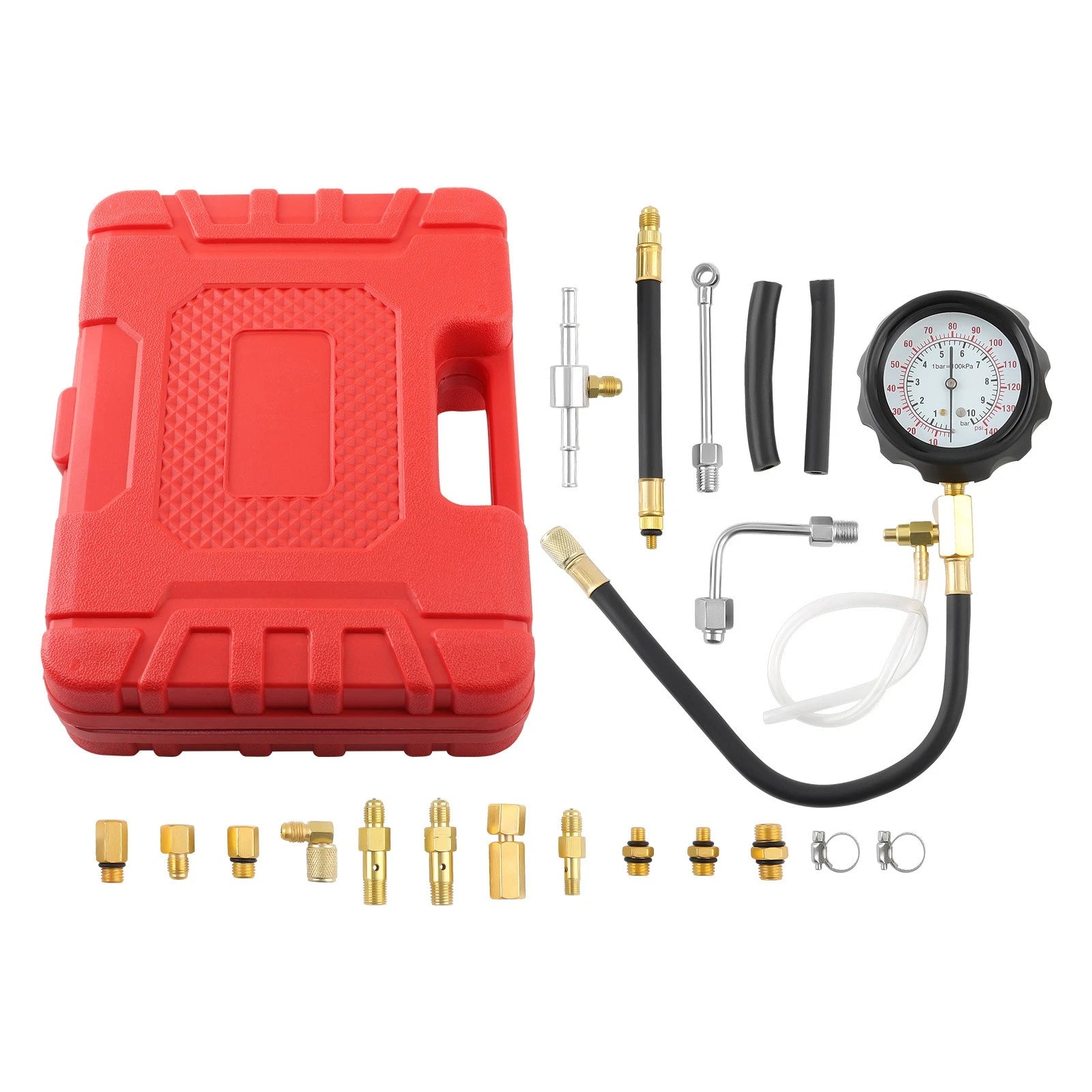 1x Universal Fuel Injection Gauge Pressure Tester Test Set Car System Pump Tool