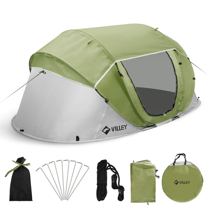 VILLEY Easy Setup 4 Persons Camping Beach Tent Pop Up Tent Waterproof