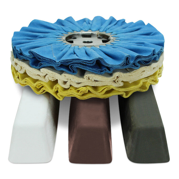 6 Piece Chrome Buffing Kit: 10" Airway Buffing Wheels & Xl Polishing