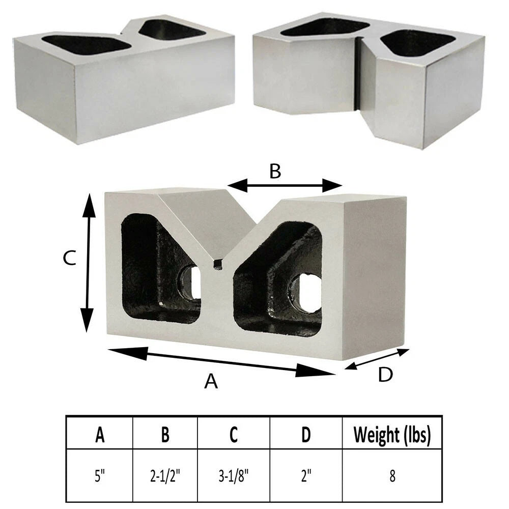 5" Cast Iron Pair Jumbo V-blocks