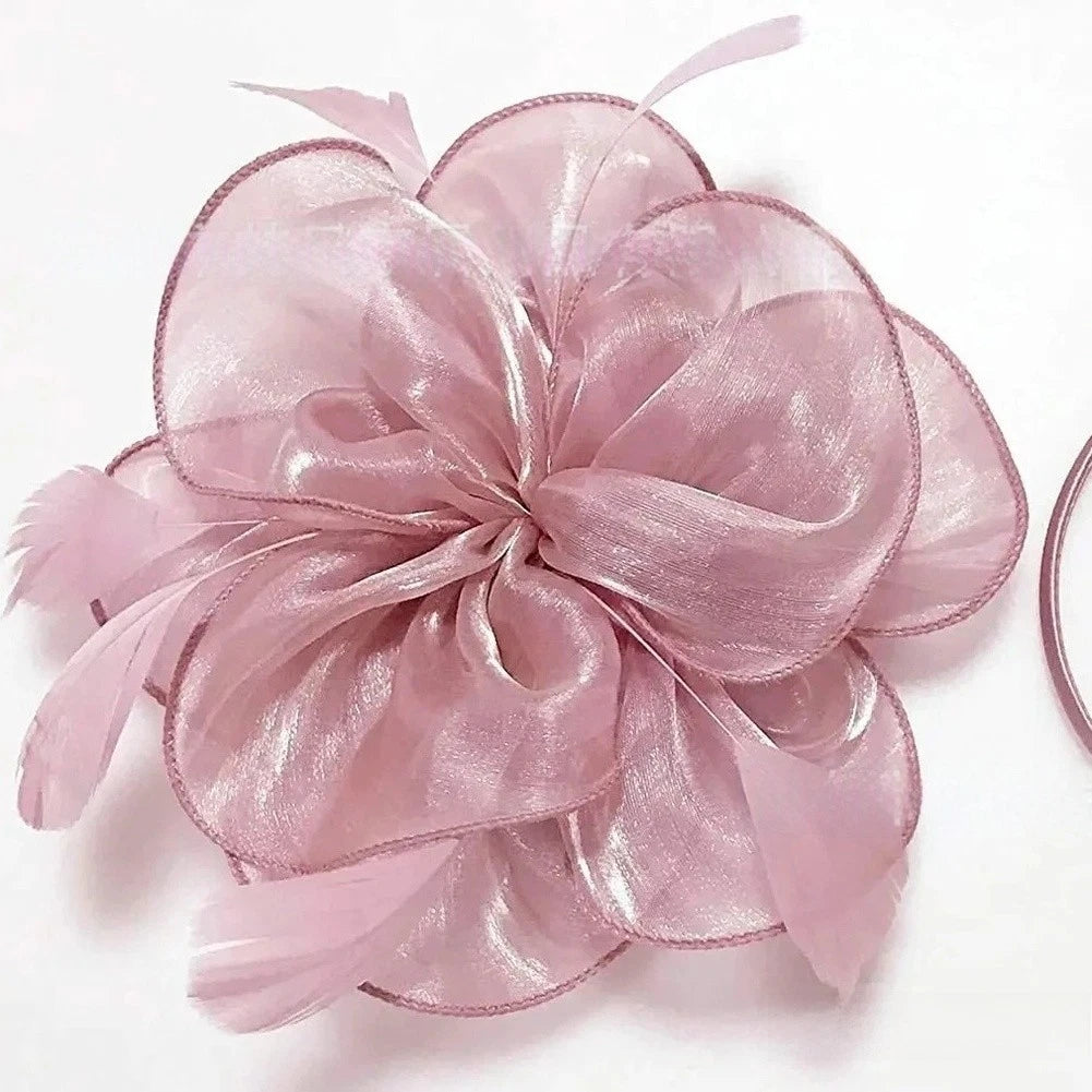 Purple Pink Red Black Navy White Light Pink Feather Lace Bow Hair Clip